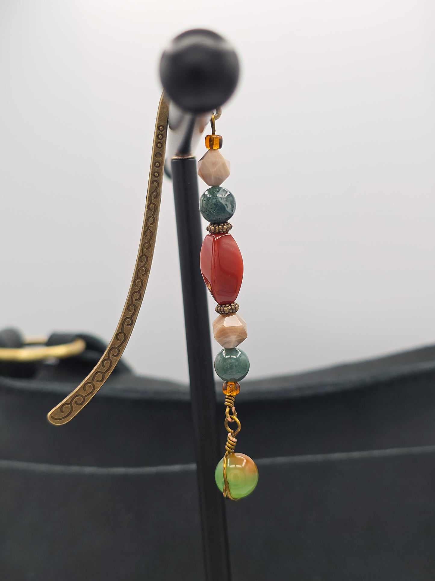 Earthy Gemstone Bookmark – Crazy Lace Agate & Carnelian | Hearth & Hollow Co.