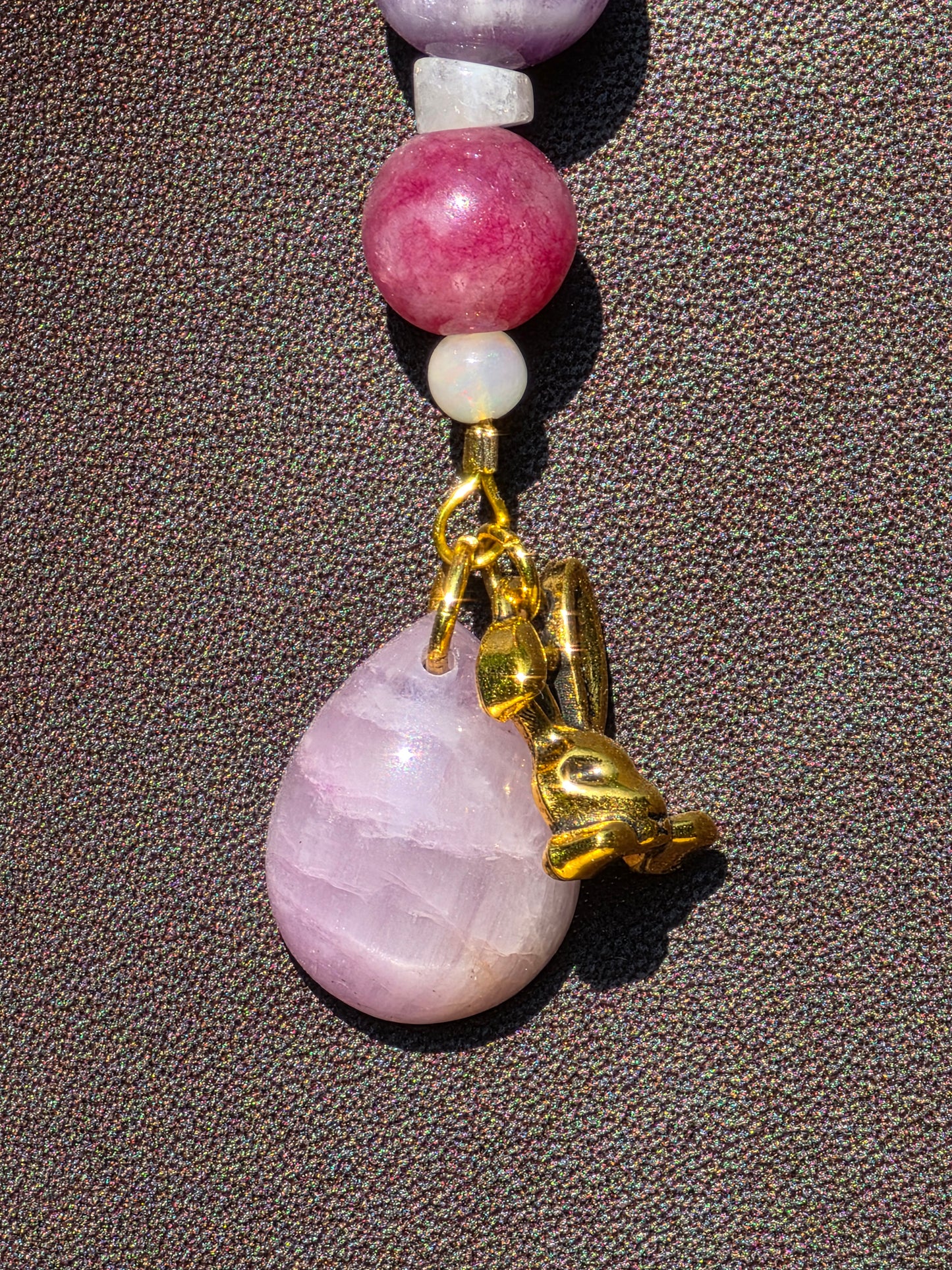 Bunny Gemstone Charm – Amethyst, Pink Tourmaline & Kunzite | Hearth & Hollow Co.