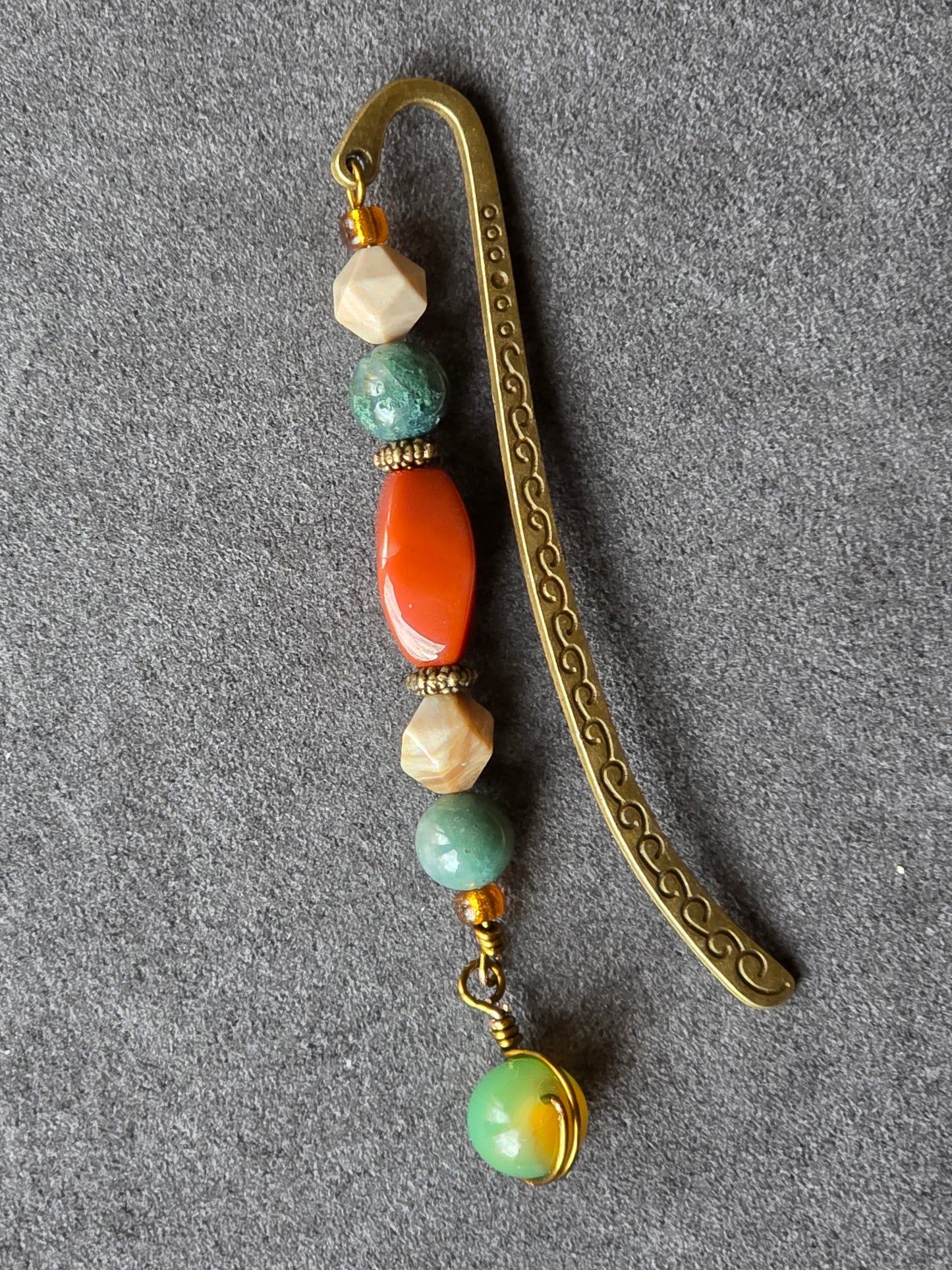 Earthy Gemstone Bookmark – Crazy Lace Agate & Carnelian | Hearth & Hollow Co.