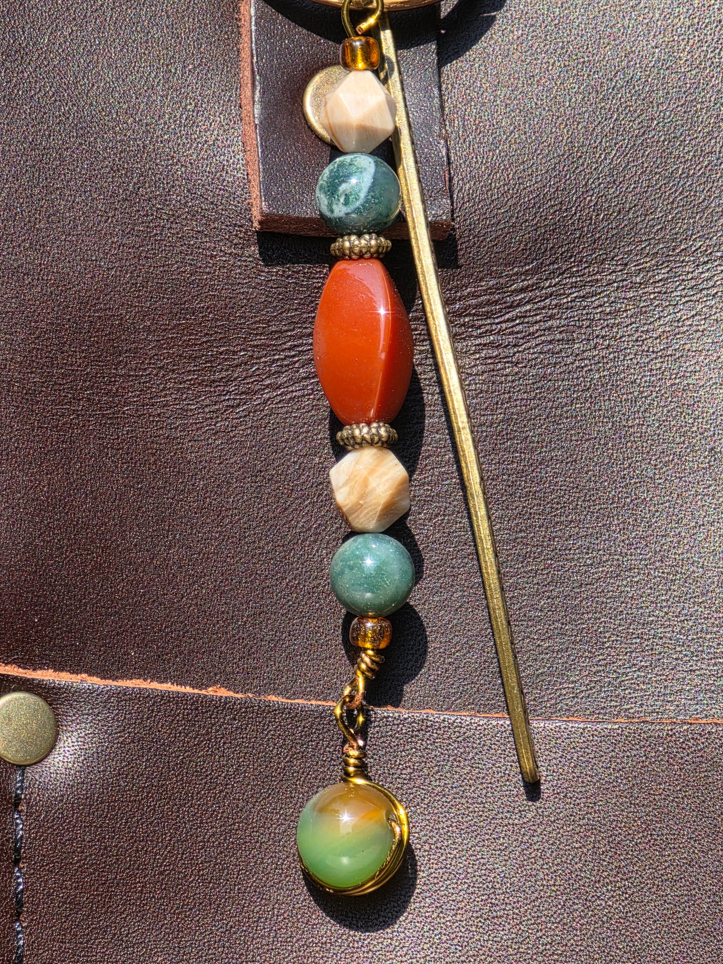 Earthy Gemstone Bookmark – Crazy Lace Agate & Carnelian | Hearth & Hollow Co.