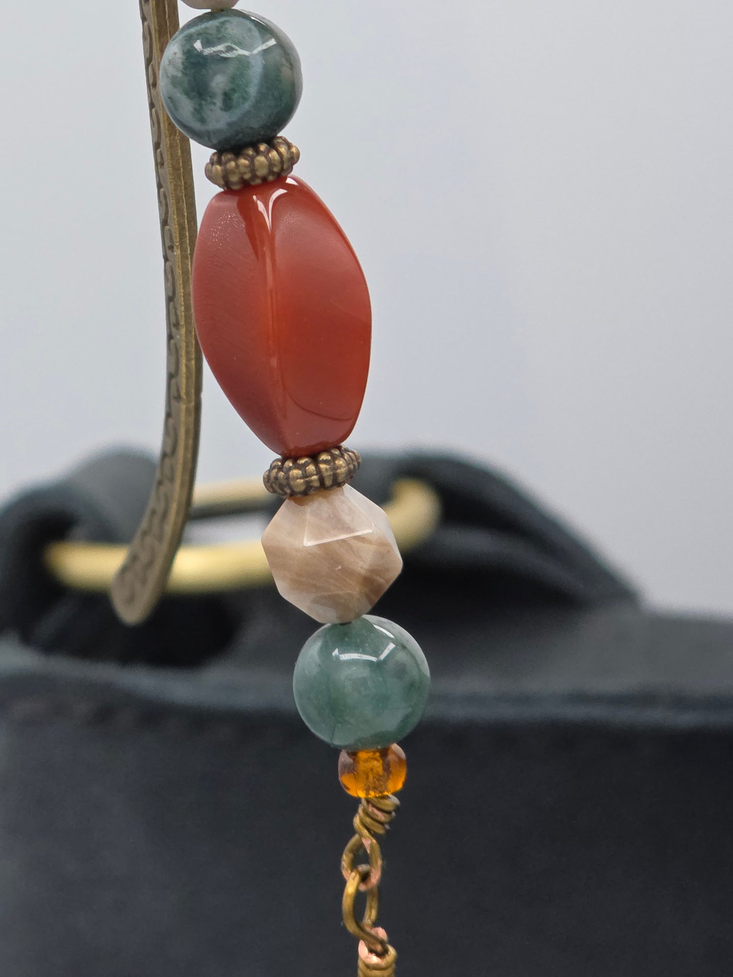 Earthy Gemstone Bookmark – Crazy Lace Agate & Carnelian | Hearth & Hollow Co.